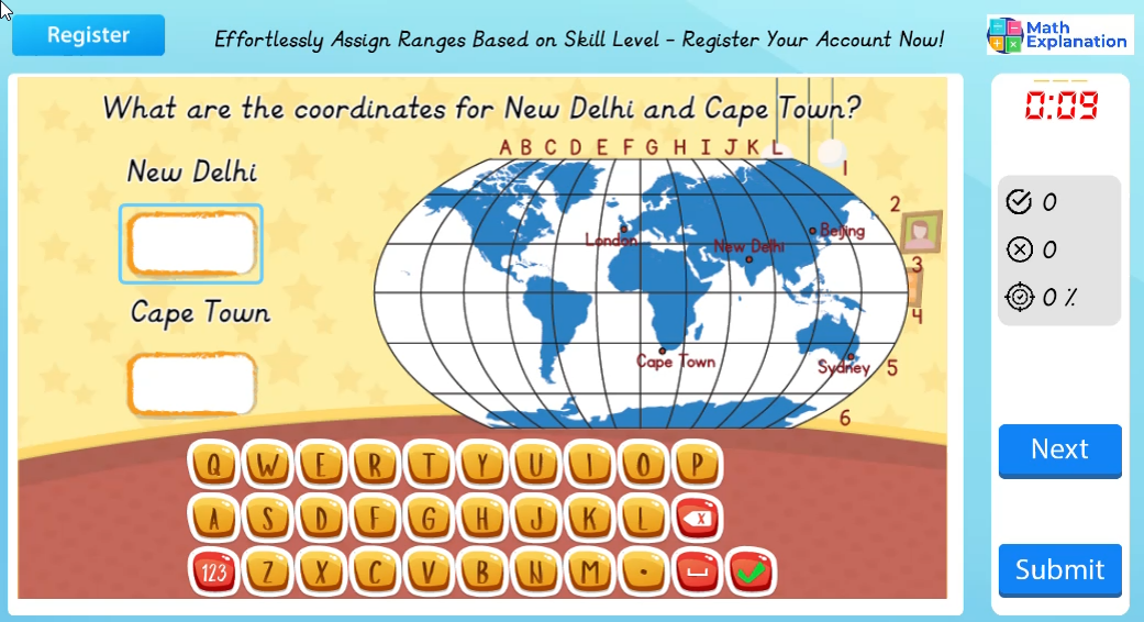 Geography Math Tutorial Math Explanation | Location using maps - Engaging Primary Maths Software