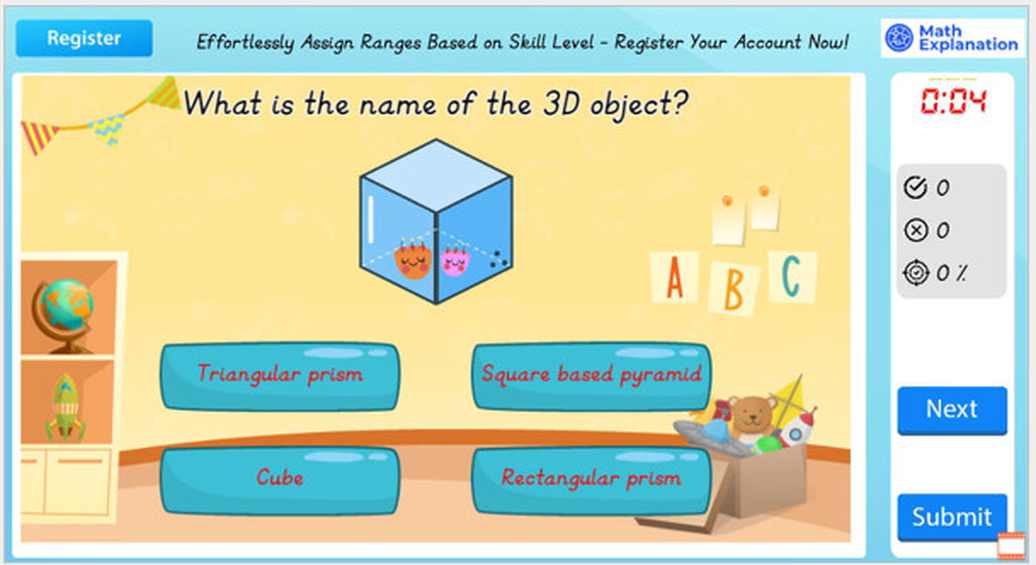 Math Explanation | Naming 3D objects - Engaging Primary Maths Software