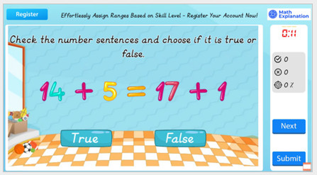 Math Explanation | Using equal signs - Engaging Primary Maths Software